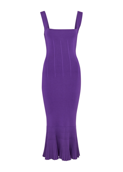 Galvan Atlanta Stretch-knit Midi Dress In Purple