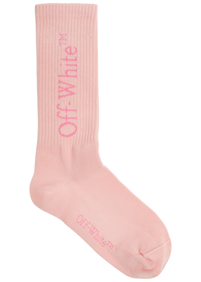 Off-white Kids Arrow Cotton-blend Socks In Pink