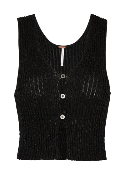 Free People Seascape Stretch-knit Vest In Black