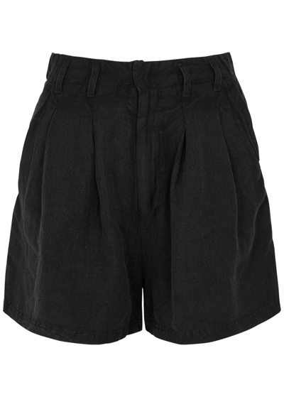 Free People Calla Linen-blend Shorts In Black