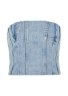 Amiri Ma Stone-wash Strapless Bustier Top In Denim
