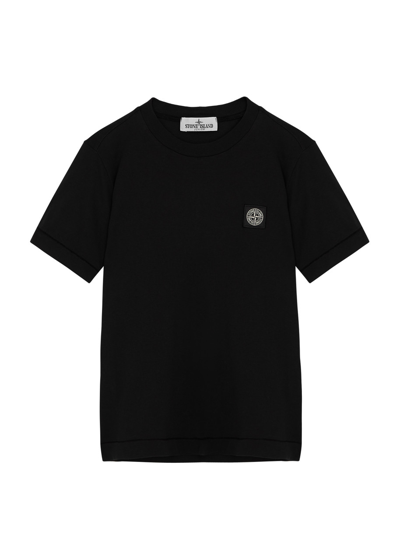 Stone Island Junior Compass-logo Crew Neck T-shirt In Black