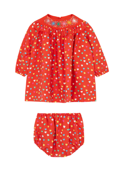 Stella Mccartney Babies'  Kids Heart-print Dress And Bloomers Set In Red