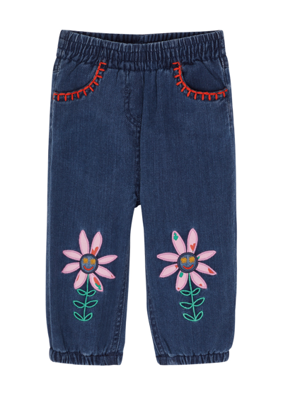 Stella Mccartney Kids Floral-embroidered Jeans (12-36 Months) In Blue