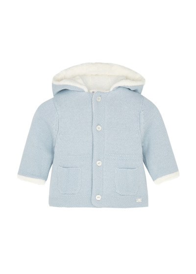 Tartine Et Chocolat Babies'  Kids Faux-fur Trimmed Cotton-blend Jacket In Blue