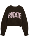 Rotate Birger Christensen Shandy Firm Wool Blend Knit Sweater In Brown