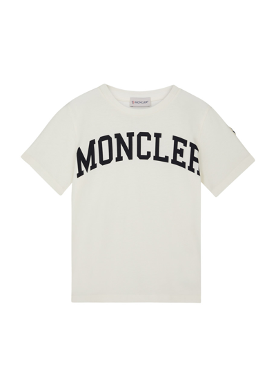 Moncler Kids Logo-print Cotton T-shirt (8-10 Years) In White