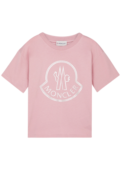 Moncler Kids Logo-print Cotton T-shirt (8-10years) In Pink