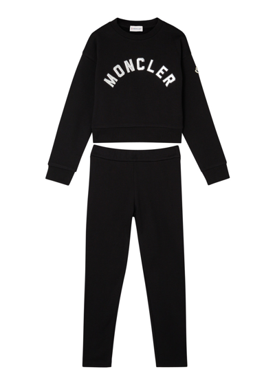 Moncler Kids Logo Cotton Tracksuit (12-14 Years) In Black