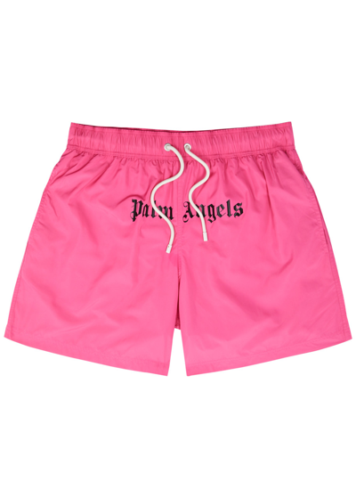 Palm Angels Logo-print Shell Swim Shorts In Pink