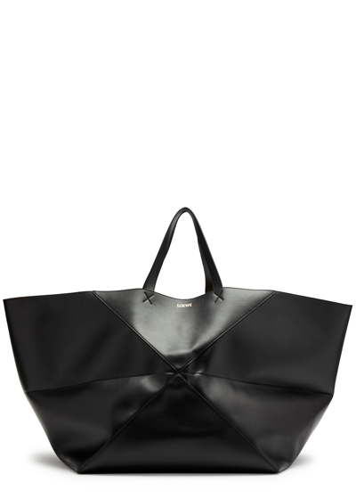 Loewe Puzzle Fold Xl Leather Tote In Black