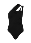 Mugler Asymmetric Jersey Bodysuit In Black