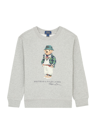 Polo Ralph Lauren Kids Bear-print Cotton-blend Sweatshirt In Grey