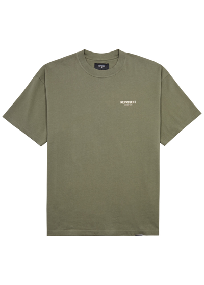 Represent Owners Club Logo-print Cotton T-shirt In Green