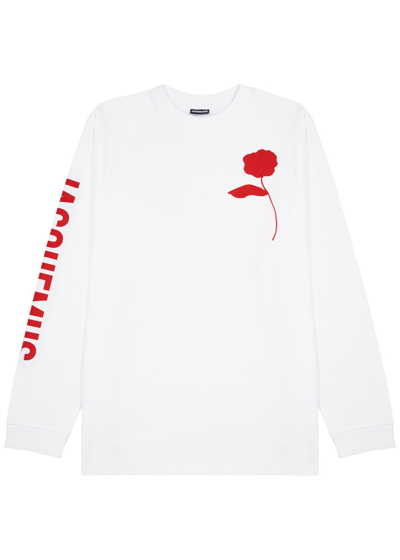 Jacquemus Le T-shirt Ciceri Rose-print Cotton Top In White