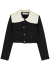Self-portrait Knitwear Collar Cropped Pockets Sleeves In White