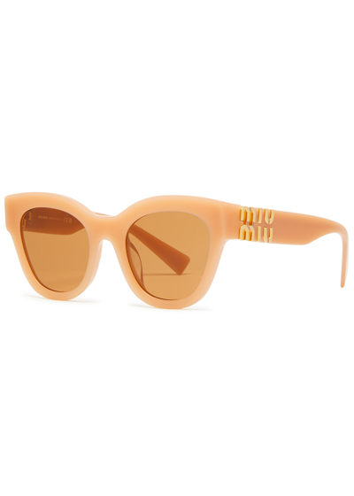 Miu Miu Round Cat-eye Sunglasses In Brown