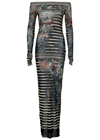 Jean Paul Gaultier Navy Mariniere Maxi Dress In Multicoloured