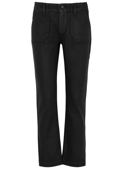 Paige Mayslie Straight-leg Mid-rise Stretch-denim Jeans In Black