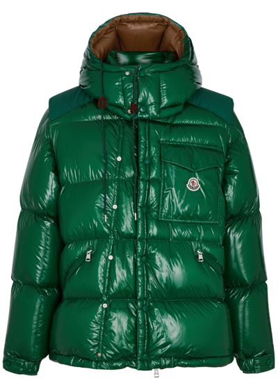 Moncler Karakorum Brand-embroidered Padded Regular-fit Shell-down Jacket In Green