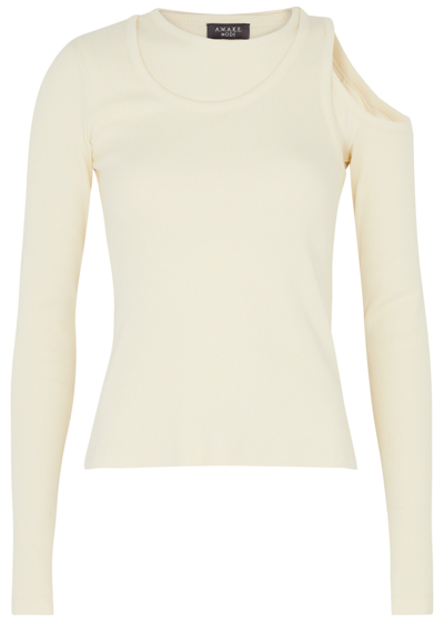 A.w.a.k.e. Layered Cutout Ribbed Cotton-blend Jersey Top In Ivory