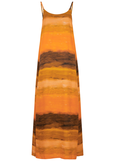 Helmstedt Leva Painterly-print Maxi Dress In Orange