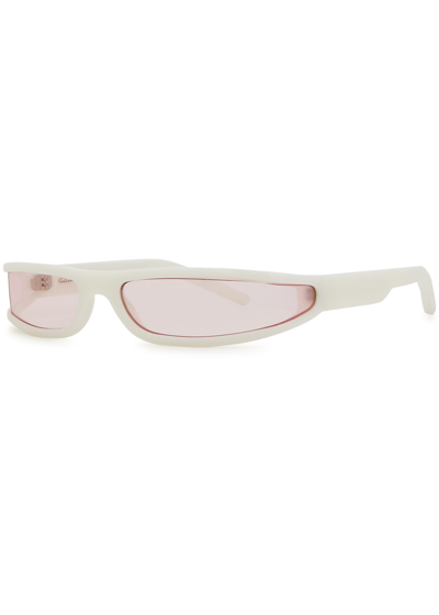Rick Owens Fog Narrow Rectangle-frame Sunglasses, Sunglasses, White In Neutral