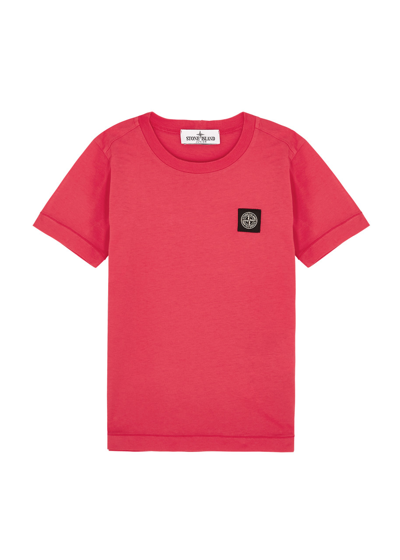 Stone Island Kids Logo Cotton T-shirt (6-8 Years) In Red