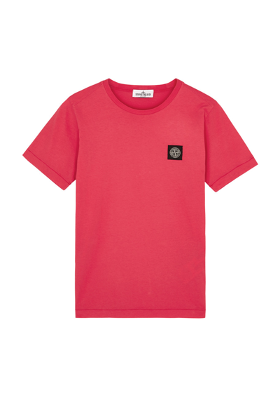 Stone Island Kids Logo Cotton T-shirt (10-12 Years) In Red