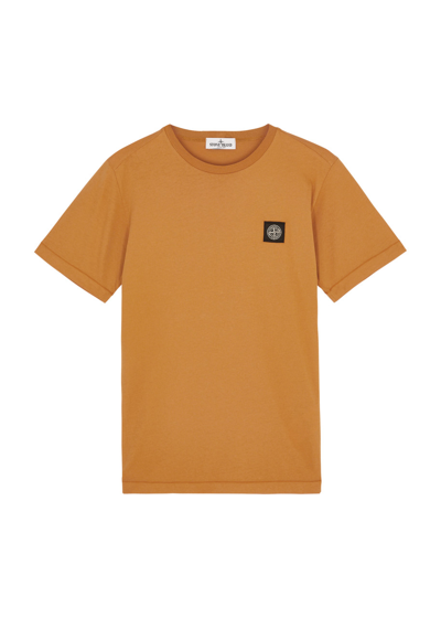 Stone Island Kids Logo Cotton T-shirt (14 Years) In Orange