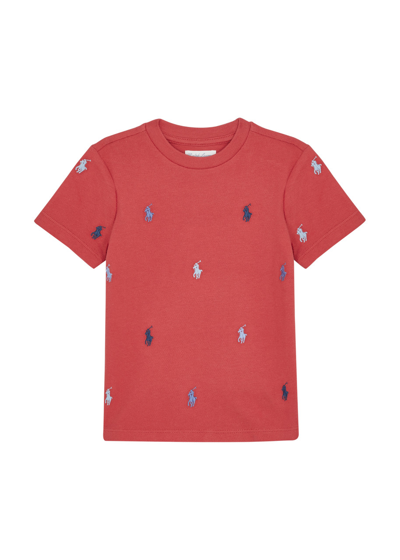 Ralph Lauren Polo  Kids Logo-embroidered Piqué Cotton T-shirt (6-24 Months) In Red