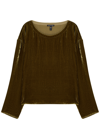Eileen Fisher Velvet Ballet Neck Top In Brown