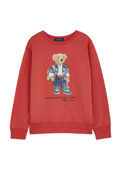 Ralph Lauren Polo  Kids Bear-print Cotton Sweatshirt (6-8 Years) In Red