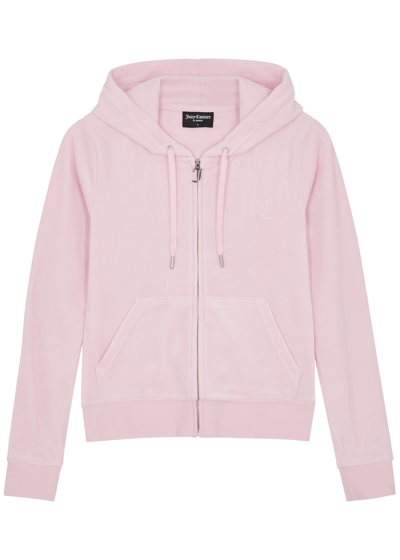 Juicy Couture Classic Dressing Gownrtson Hooded Velour Sweatshirt In Pink