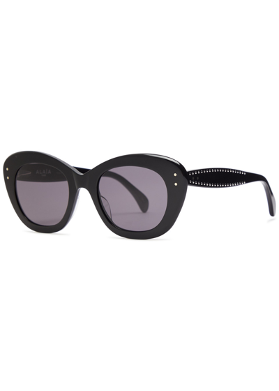 Alaïa Oval-frame Sunglasses In Black