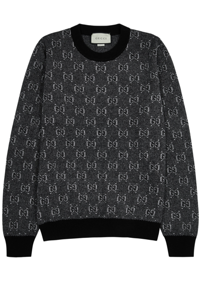Gucci Gg-monogram Intarsia Wool Jumper In Grey