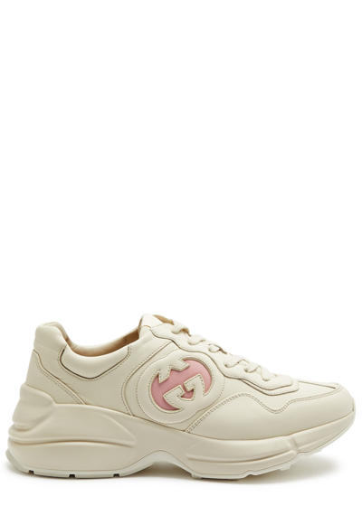 Gucci Rhyton Gg Leather Trainers In White