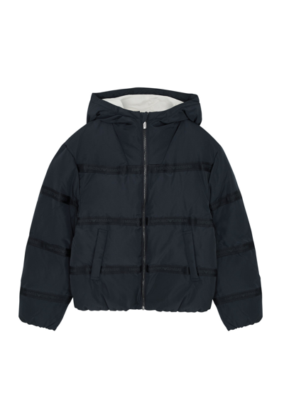 Emporio Armani Kids Logo Quilted Shell Jacket In Navy