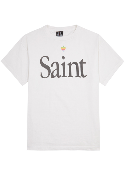 Saint Mxxxxxx Saint Printed Cotton T-shirt In Off White