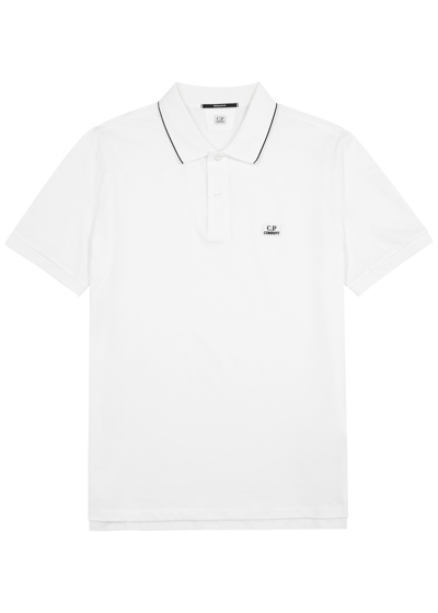 C.p. Company C. P. Company Logo Piqué Stretch-cotton Polo Shirt In White