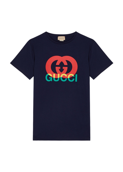Gucci Kids Logo-print Cotton T-shirt (6-12 Years) In Blue