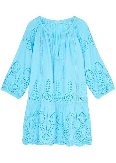 Melissa Odabash Ashley Broderie Anglaise Cotton-voile Coverup In Turquoise