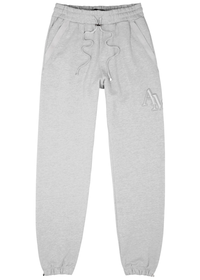 Amiri Logo-embroidered Cotton Sweatpants In Grey