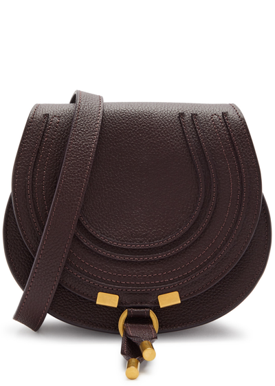 Chloé Marcie Small Leather Saddle Bag In Burgundy