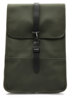 Rains Logo Detailed Foldover Top Backpack In Dark Green