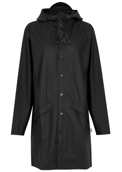 Rains Hooded Rubberised Jacket In Black