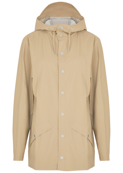 Rains Hooded Rubberised Jacket In Beige