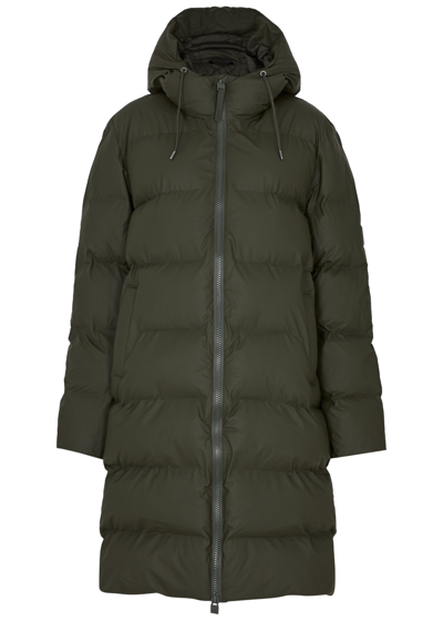 Rains Alta Quilted Rubberised Coat In Dark Green