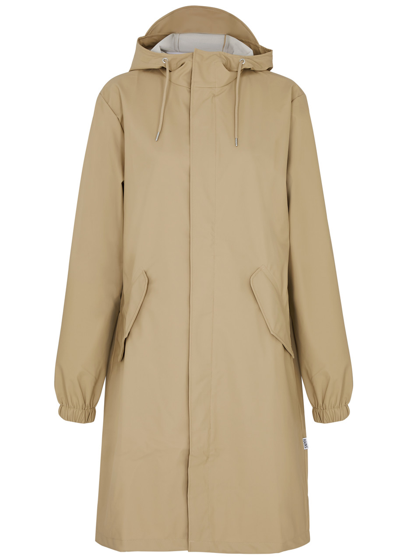 Rains Fishtail Hooded Rubberised Parka In Beige