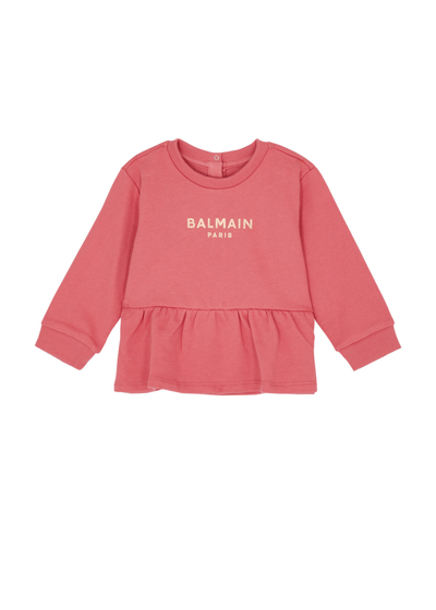 Balmain Babies' Kids Logo-print Cotton Sweatshirt (12-36 Months) In Pink